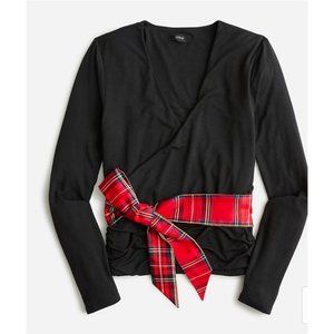 J.Crew Womens $70 Formknit Long Sleeve Wrap Top Black Size S BM345